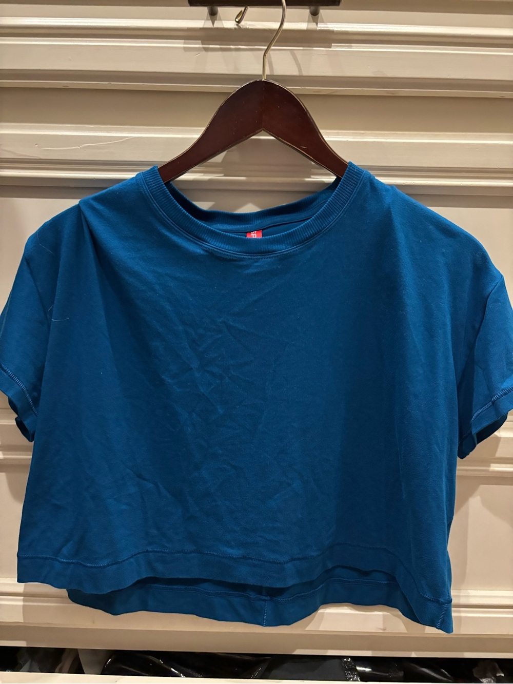 SPANX Teal Crop Tee